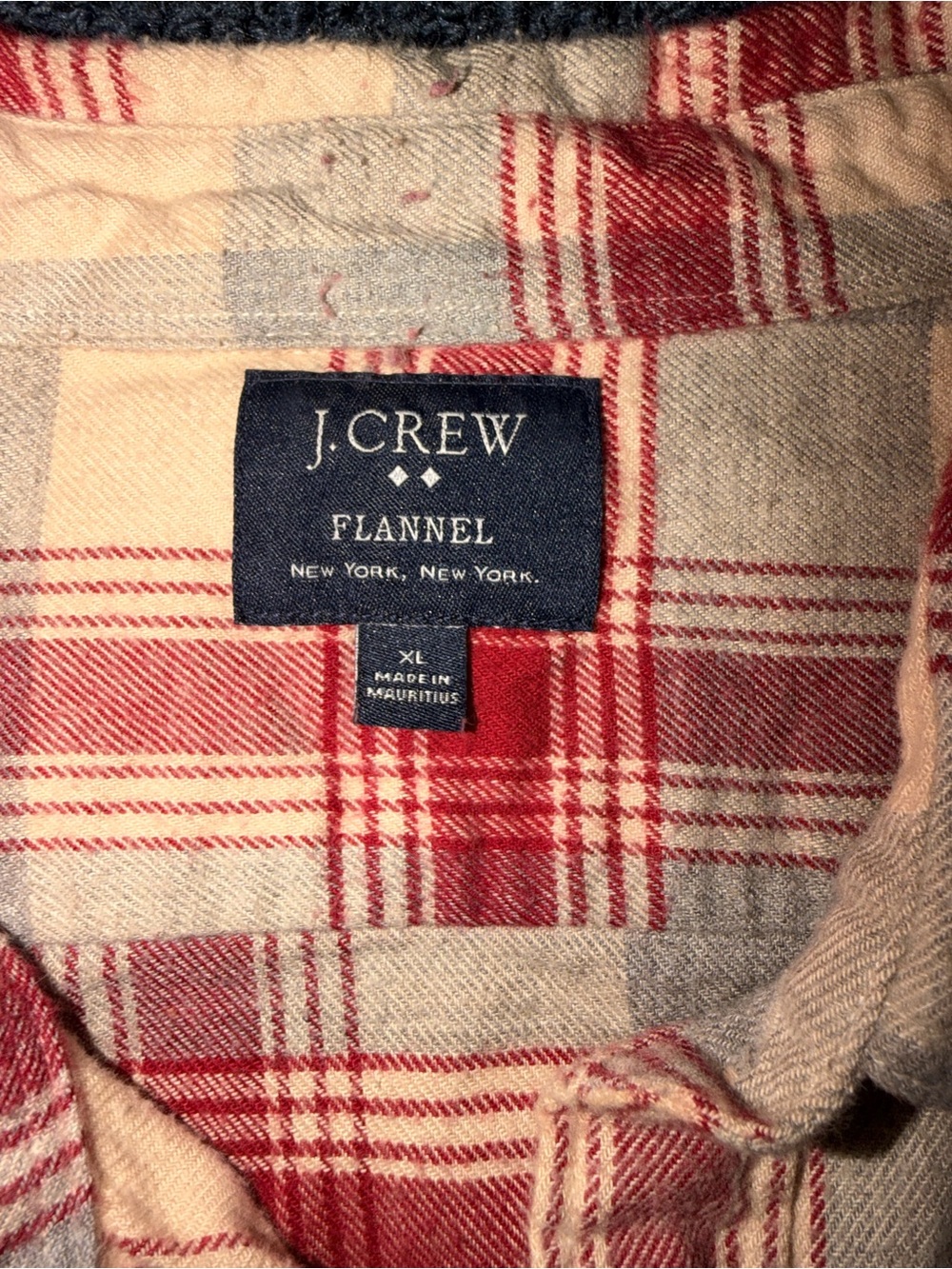 J. Crew Red & Cream Plaid Flannel Button-Down
